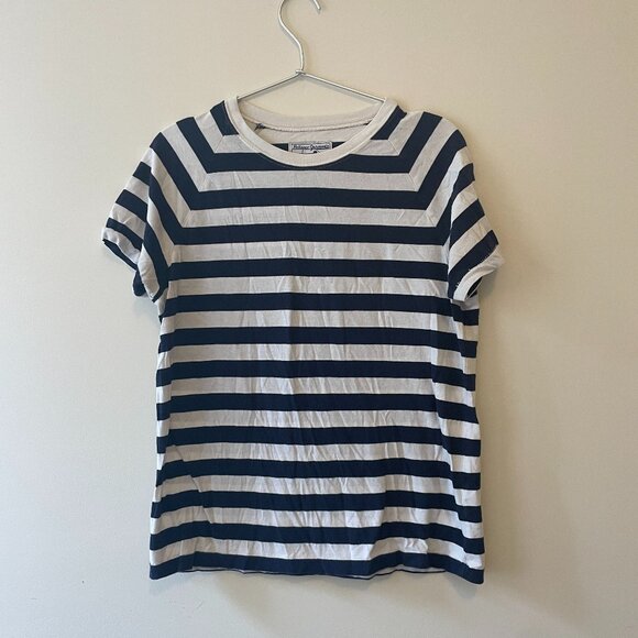 Single Stitch navy and white stripe vintage tshirt - Picture 1 of 5